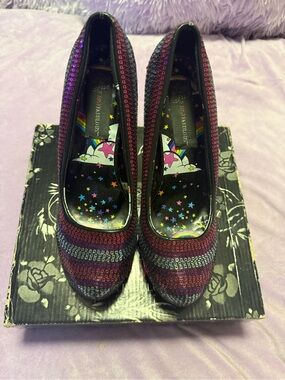 Iron Fist Just Fabulous Sequin Platform Pumps Heels Size 8